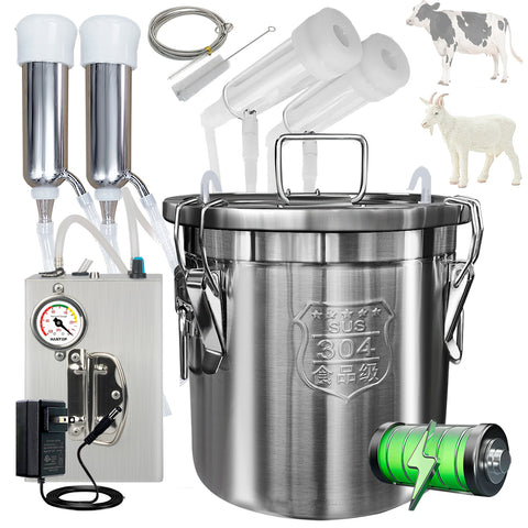 Hantop Goat Cow Milking Machine with Pressure Gauge (Pro+ Model, 12L)
