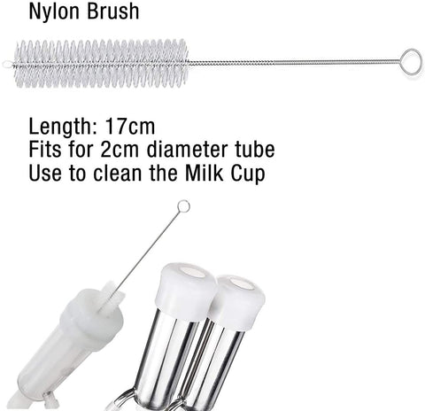 Flexible Nylon Bristle Tip Stainless Steel Long (61”) and Short (3.3”) Handy Cleaning Brush Aquarium Water Filter Pipe Air Tube Hose Straw Milking Machine Cleaner Tools