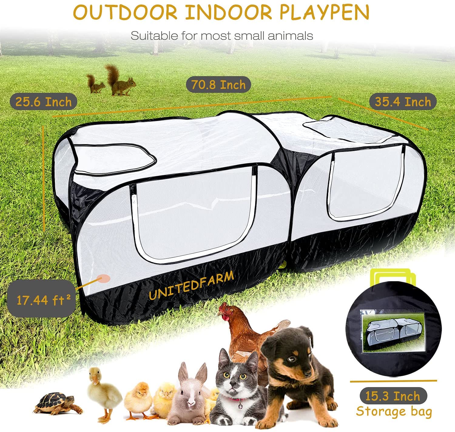 Hantop UnitedfFarm Portable Chicken Run Coop Playpen UnitedFarm